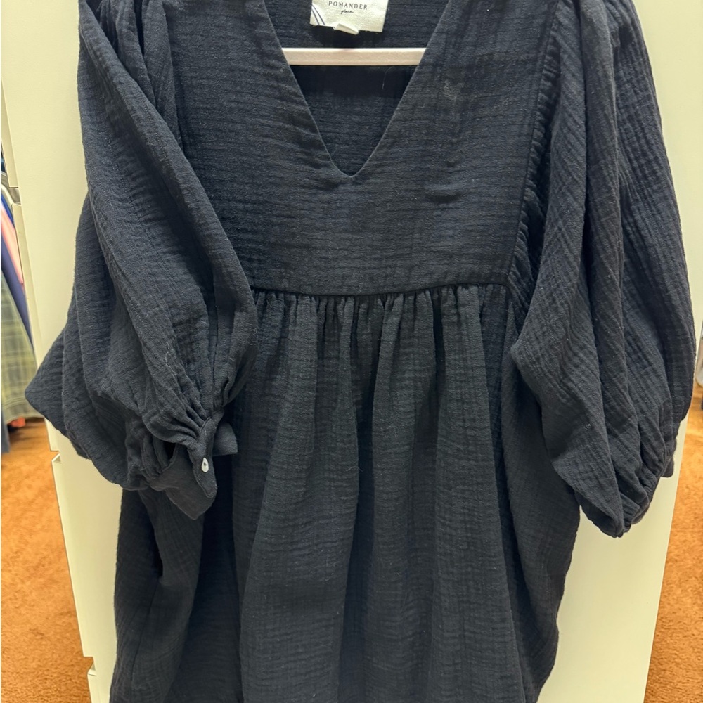 Pomander Place Charcoal V-Neck Blouse